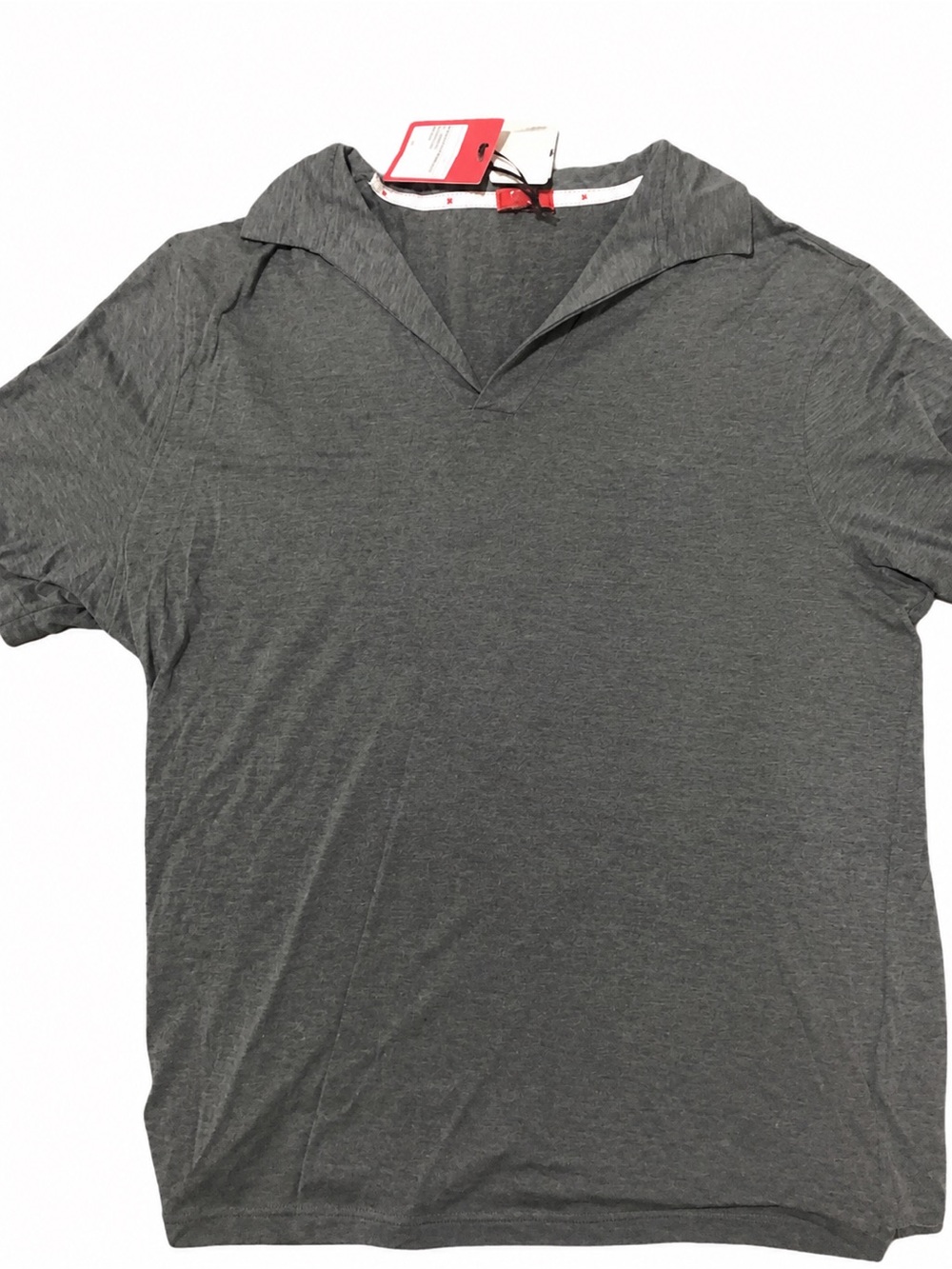 Isaia Men’s Heather Gray Short Sleeve Polo Shirt XL NWT